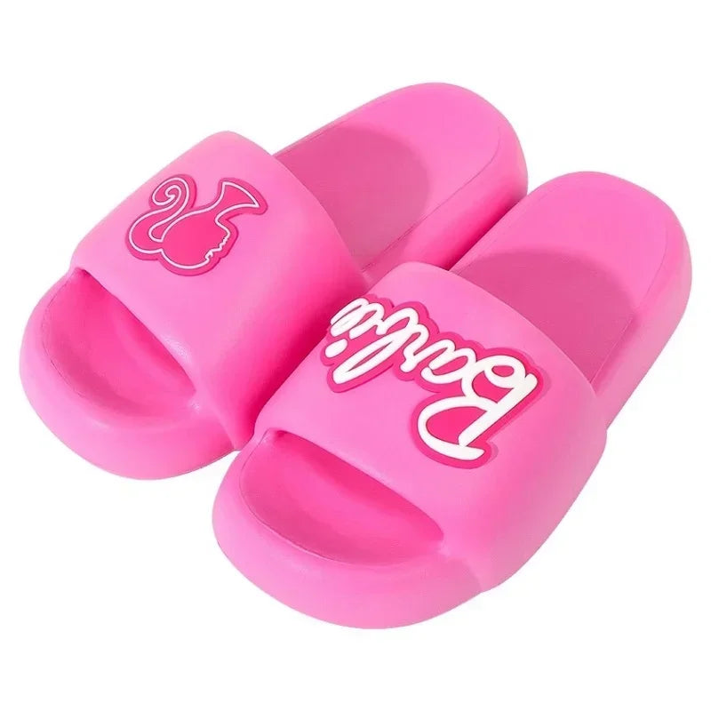 New Fashion Women Barbie Series Pink Thick Bottom Bathroom Non-slip Slipper Summer Cute Women Home Floor Sandals Slippers