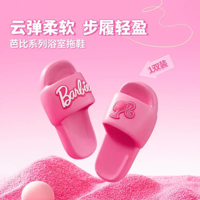 New Fashion Women Barbie Series Pink Thick Bottom Bathroom Non-slip Slipper Summer Cute Women Home Floor Sandals Slippers