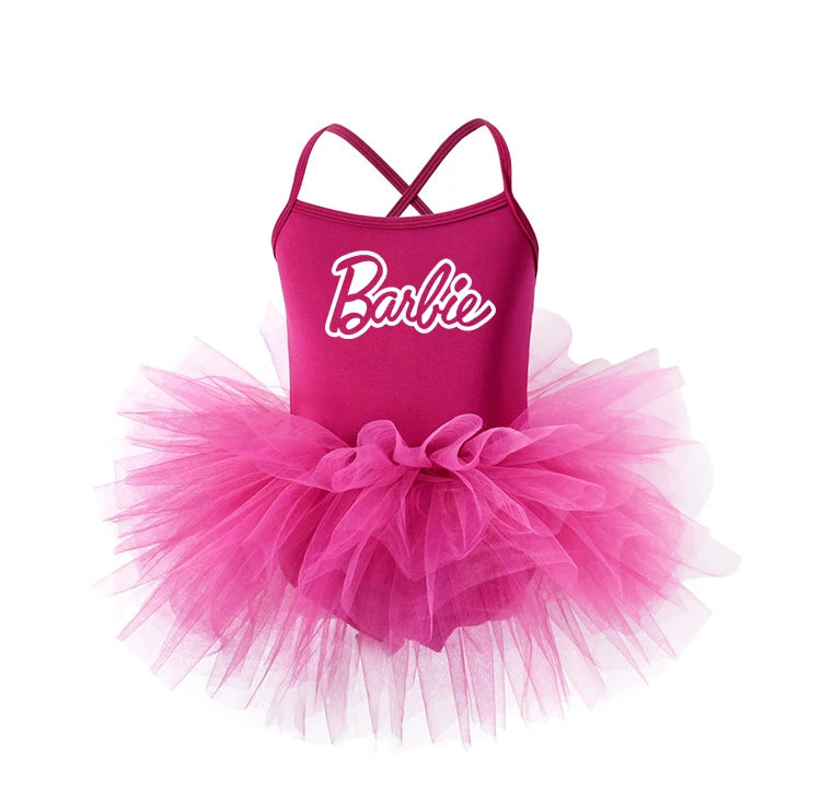 Cartoon Cute Barbie Children Summer Princess Dress Camisole Skirt Kids Girl Ballet Dance Clothing Tutu Skirts One Piece Dresses