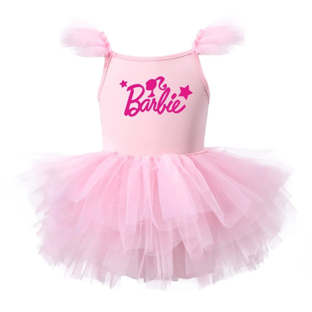 Children Ballet Dance Clothing Tutu Skirts Barbie Cartoon Cute Girls One Piece Dress Princess Camisole Skirt Gauze Dresses