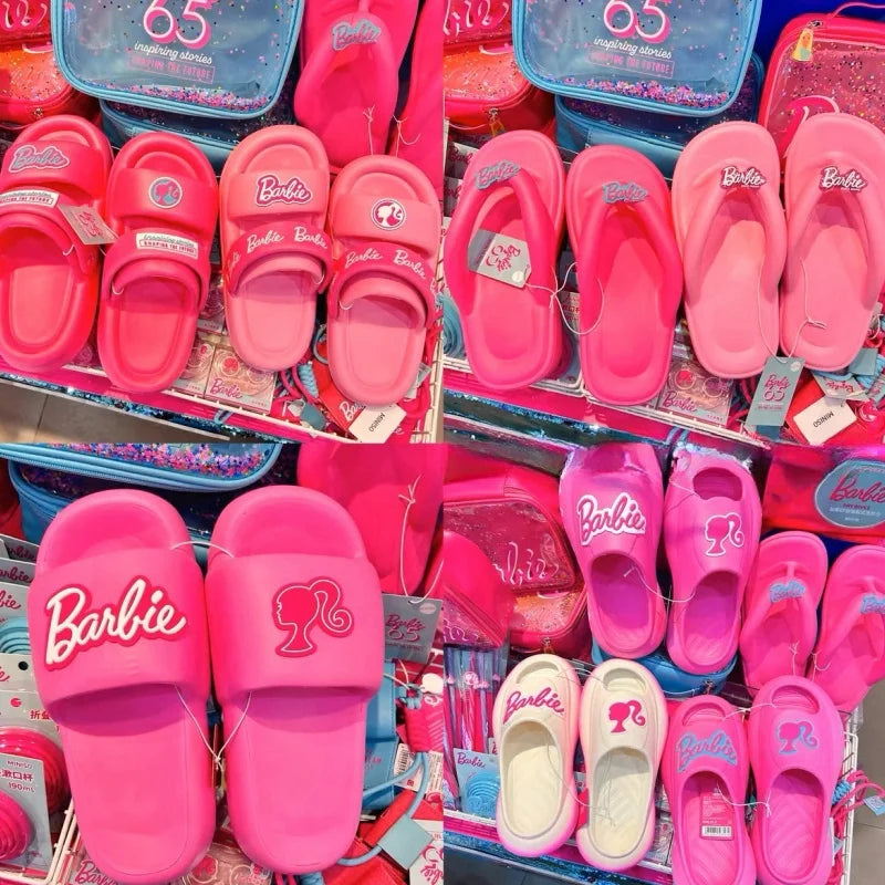 New Fashion Women Barbie Series Pink Thick Bottom Bathroom Non-slip Slipper Summer Cute Women Home Floor Sandals Slippers