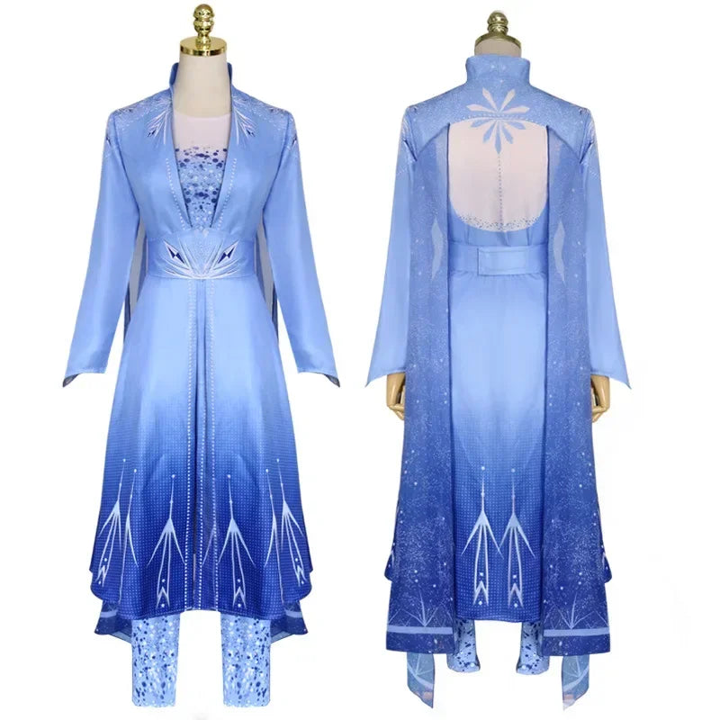 Elsa Cosplay Women Costume Halloween Carnival Party Fancy For Adult Girls Princess Dress Pants Outfits Belt Vestidos Uniform MN3