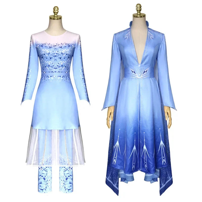 Elsa Cosplay Women Costume Halloween Carnival Party Fancy For Adult Girls Princess Dress Pants Outfits Belt Vestidos Uniform MN3