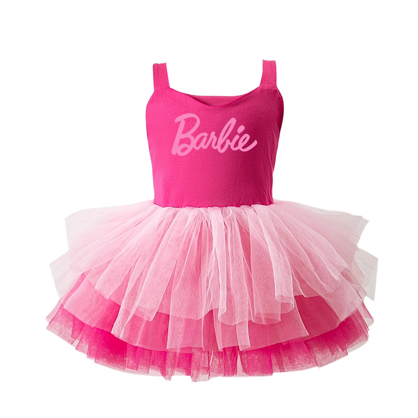 Cartoon Cute Barbie Girls Dance Costume Camisole Dress Mesh Tutu Skirt Dance Clothing Dresses Children One Piece Princess Skirt