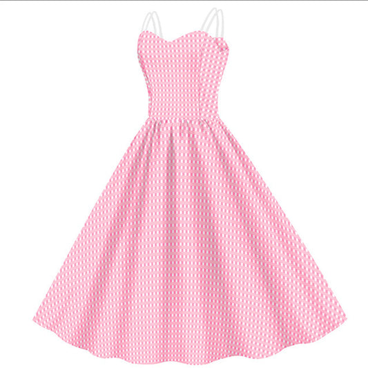 Fashion Pink Dress Clothes for Girls Women Movie Barbie Dresses Cosplay Costume Princess Dress Halloween Party Outfit