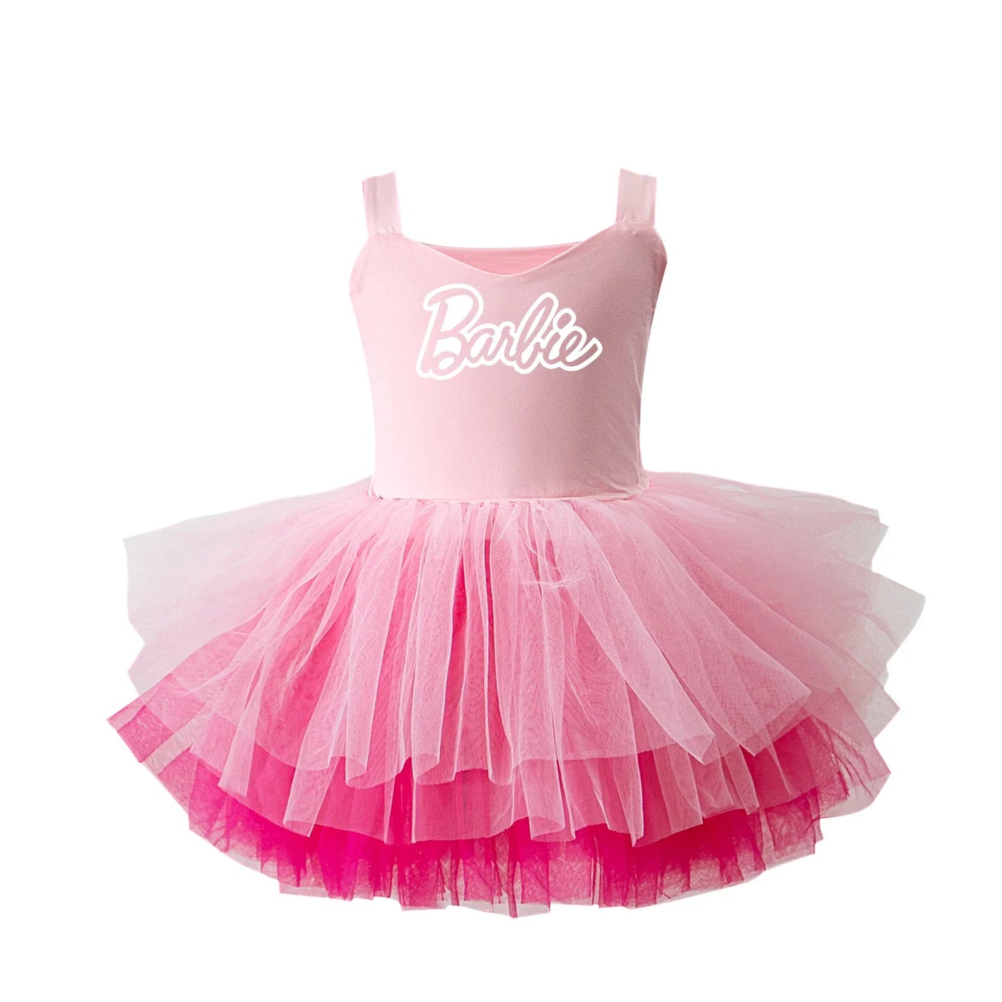 Cartoon Cute Barbie Girls Dance Costume Camisole Dress Mesh Tutu Skirt Dance Clothing Dresses Children One Piece Princess Skirt