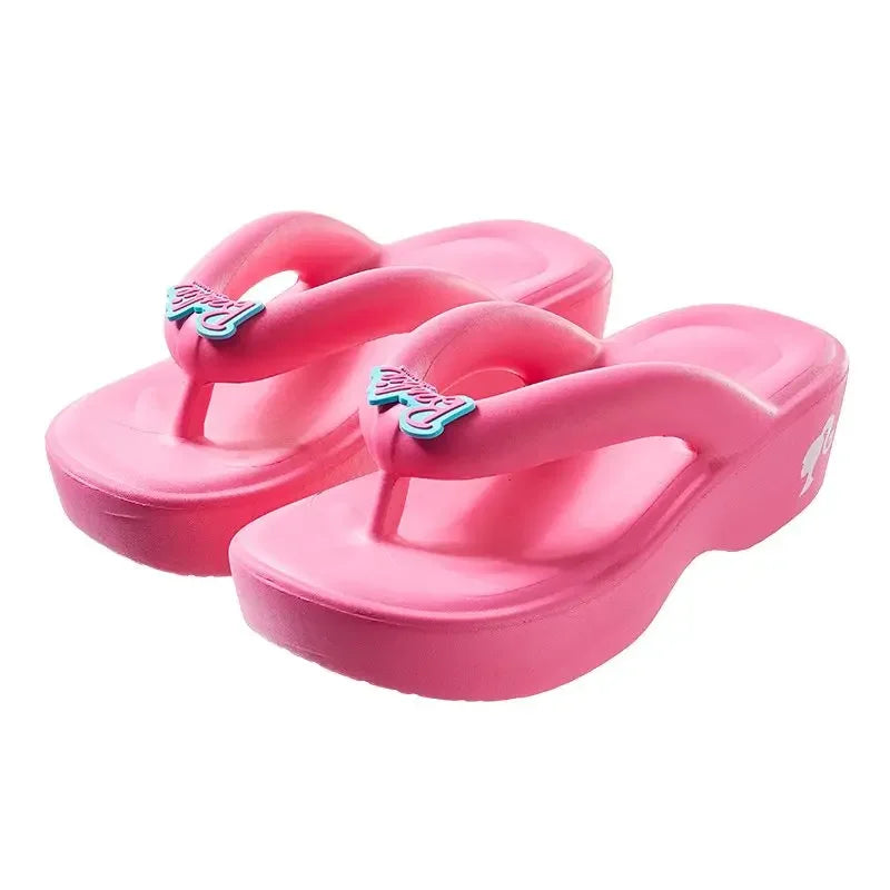 New Fashion Women Barbie Series Pink Thick Bottom Bathroom Non-slip Slipper Summer Cute Women Home Floor Sandals Slippers